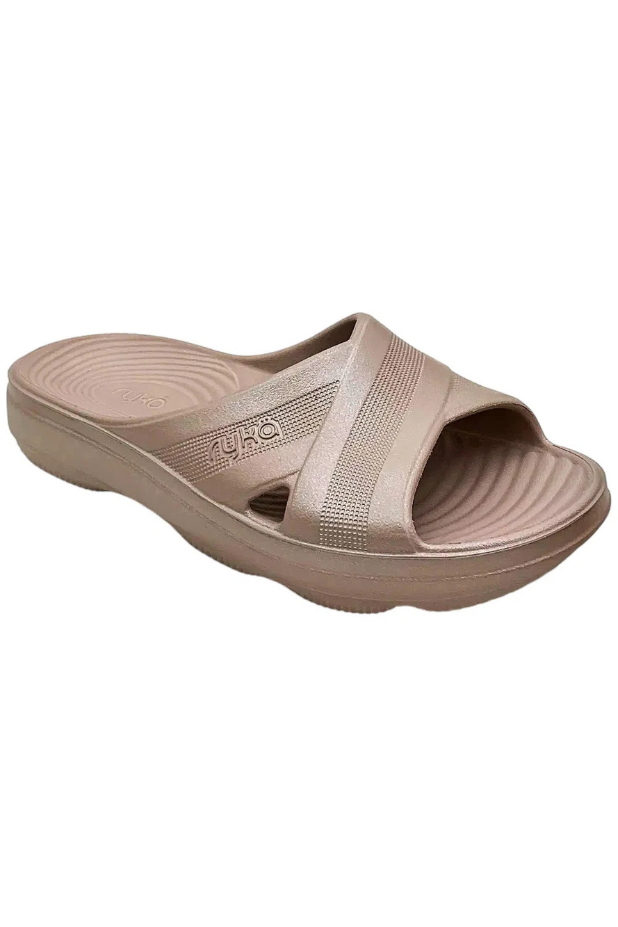Ryka Women's Cross Band Recovery Slide Sandals Refresh Rose Pearl - Medium